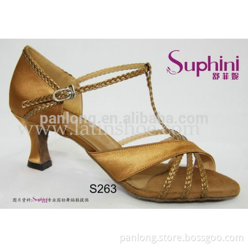 Tan Braids Style Women Latin Shoes 263